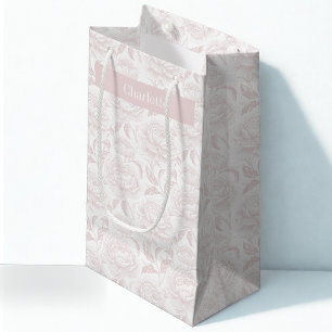 Petit Sac Cadeau Pivoines en chinoiserie rose saumon