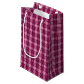 Petit Sac Cadeau Pixel Plaid_Magenta-Black (Devant Angle)