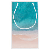 Petit Sac Cadeau Plage de bord de mer Modèle bleu mer sable élégant (Dos)