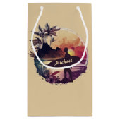 Petit Sac Cadeau Plage Sunset Surfer Rétro (Dos)