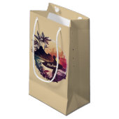 Petit Sac Cadeau Plage Sunset Surfer Rétro (Devant Angle)