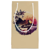 Petit Sac Cadeau Plage Sunset Surfer Rétro (Devant)