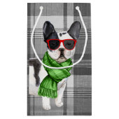 Petit Sac Cadeau Plaid avec un mignon chien de Noël Boston Terrier (Dos)