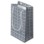 Petit Sac Cadeau Plaid blanc bleu 1 (Devant Angle)