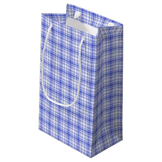 Petit Sac Cadeau Plaid blanc bleu 2 (Dos Angle)