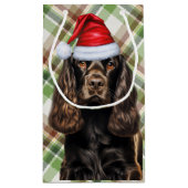Petit Sac Cadeau Plaid Chocolate Cocker Spaniel Christmas Dog  (Dos)