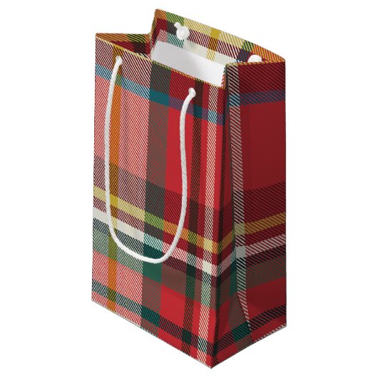 Petit Sac Cadeau Plaid Christmas Holiday Red Green Rustic (Devant Angle)