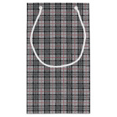 Petit Sac Cadeau Plaid de pixel dans le gris avec la rayure rouge (Dos)