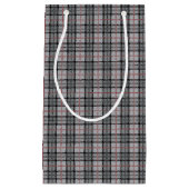 Petit Sac Cadeau Plaid de pixel dans le gris avec la rayure rouge (Devant)