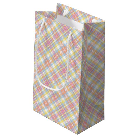Petit Sac Cadeau Plaid en pastel de rayure (Dos Angle)