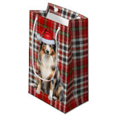 Petit Sac Cadeau Plaid et un chien de Noël berger australien (Devant Angle)