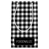 Petit Sac Cadeau Plaid noir et blanc (Devant)