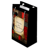 Petit Sac Cadeau Plaid Red Black Gold Salutation de Noël (Dos Angle)