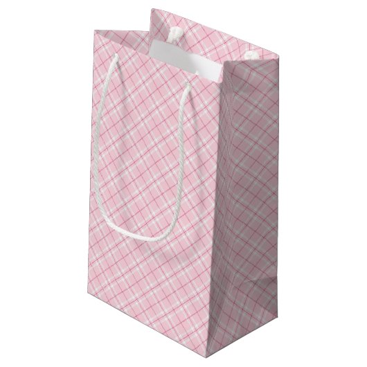 Petit Sac Cadeau Plaid rose-clair (Dos Angle)
