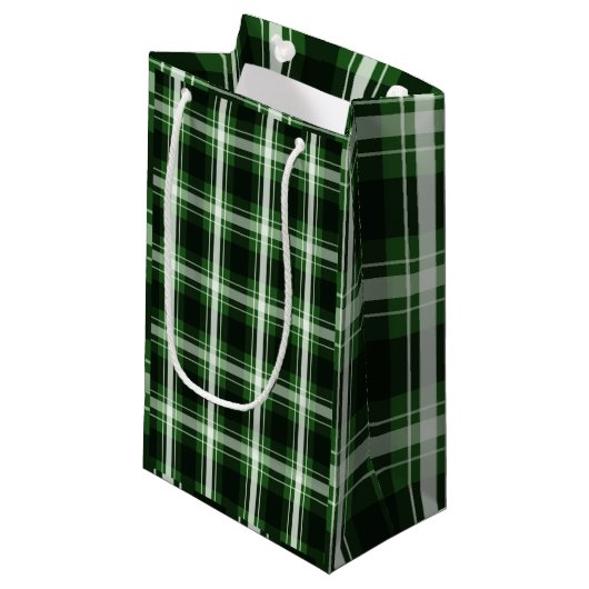 Petit Sac Cadeau Plaid vert foncé (Devant Angle)