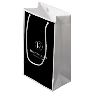 Petit Sac Cadeau Plaine et monogramme élégants chics professionnels