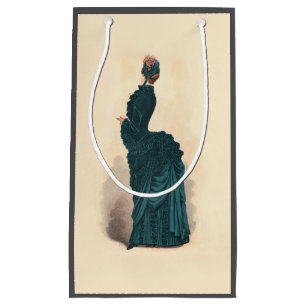 Petit Sac Cadeau Planche de mode antique victorienne : Robe à tourn