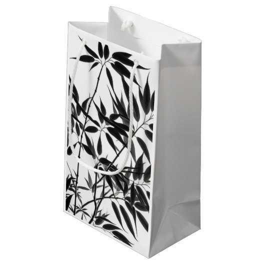 Petit Sac Cadeau Plante en bambou noir et blanc (Dos Angle)