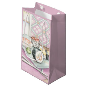 Petit Sac Cadeau Plat des sushi assortis avec des baguettes