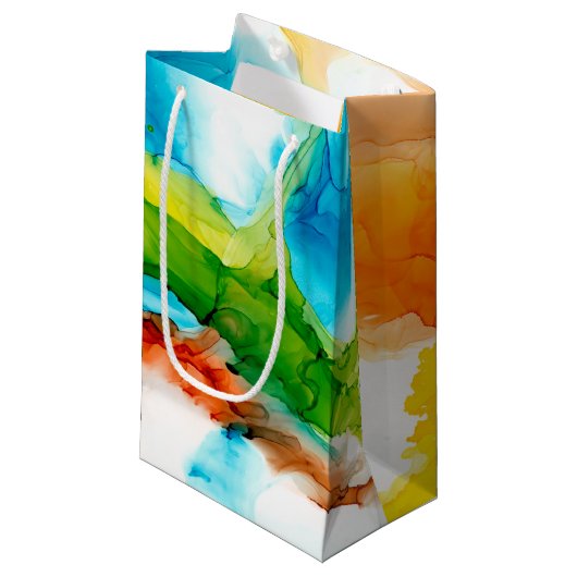 Petit Sac Cadeau Plume primaire - aquarelles (Devant Angle)