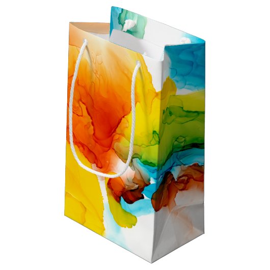 Petit Sac Cadeau Plume primaire - aquarelles (Dos Angle)