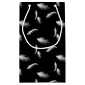 Petit Sac Cadeau Plumes blanches sur noir (Dos)