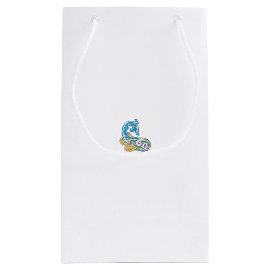 Petit Sac Cadeau Point, Sherpa Blue, Design de sable doré (Dos)