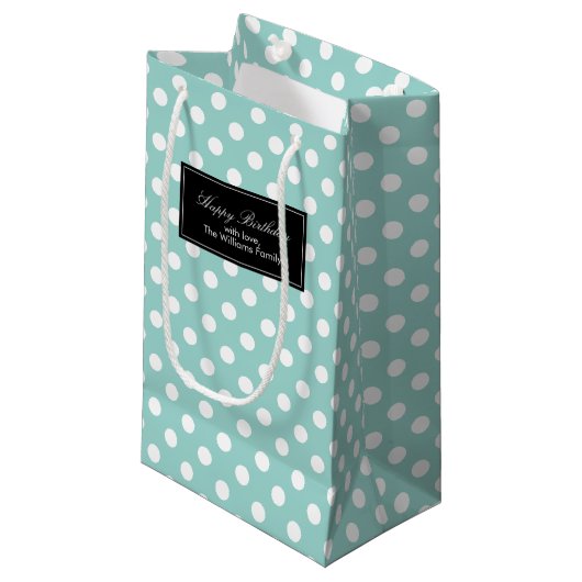 Petit Sac Cadeau Points de Mint Personnalisés (Devant Angle)