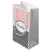 Petit Sac Cadeau Points mignons et bandes (Devant Angle)