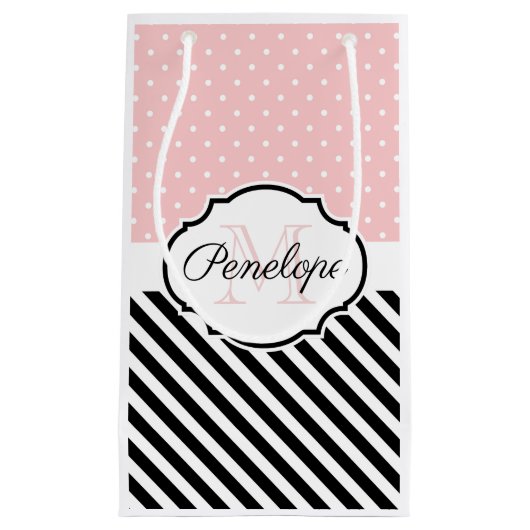 Petit Sac Cadeau Points mignons et bandes (Devant)