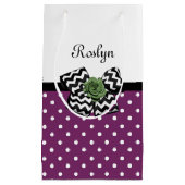 Petit Sac Cadeau Points mignons pourpres Rose vert Chevron Bow avec (Devant)