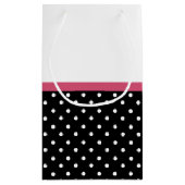 Petit Sac Cadeau Points noirs mignons Rose rose Chevron Bow et nom (Dos)