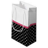 Petit Sac Cadeau Points noirs mignons Rose rose Chevron Bow et nom (Dos Angle)