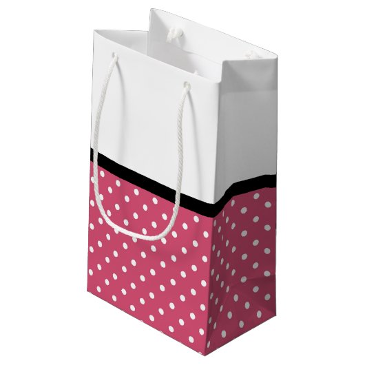 Petit Sac Cadeau Points roses mignons Rose pourpre Chevron Bow et n (Dos Angle)