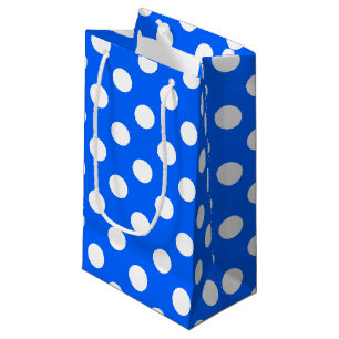 Petit Sac Cadeau pois blancs en bleu royal