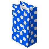 Petit Sac Cadeau Pois blancs sur bleu royal (Dos Angle)