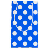 Petit Sac Cadeau Pois blancs sur bleu royal (Devant)