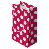 Petit Sac Cadeau Pois blancs sur cerise (Dos Angle)