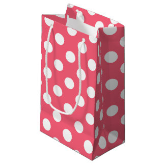 Petit Sac Cadeau Pois blancs sur corail