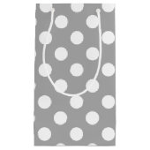 Petit Sac Cadeau Pois blancs sur gris (Devant)