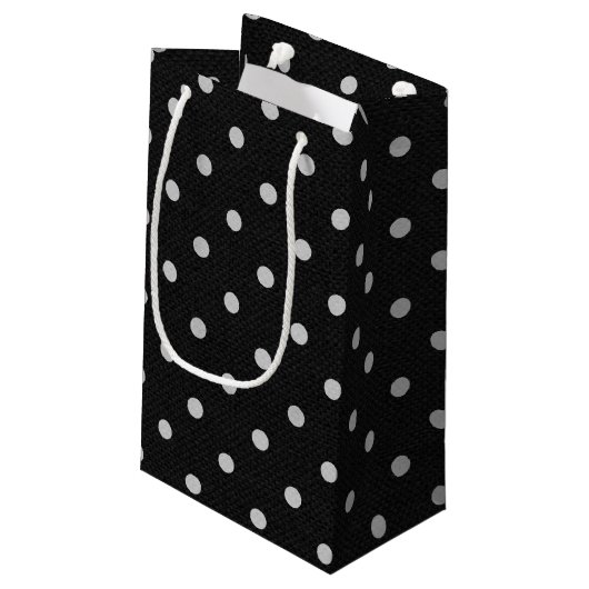 Petit Sac Cadeau pois blancs sur noir (Dos Angle)
