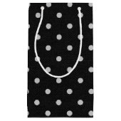 Petit Sac Cadeau pois blancs sur noir (Devant)