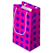 Petit Sac Cadeau Pois bleus sur fuchsia (Dos Angle)