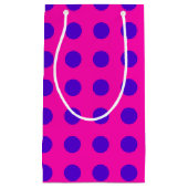 Petit Sac Cadeau Pois bleus sur fuchsia (Devant)