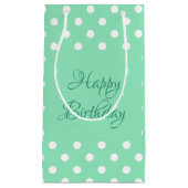 Petit Sac Cadeau Pois Mint Green Rustic Joyeux Anniversaire tendanc (Devant)