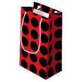 Petit Sac Cadeau Pois noir rouge (Dos Angle)