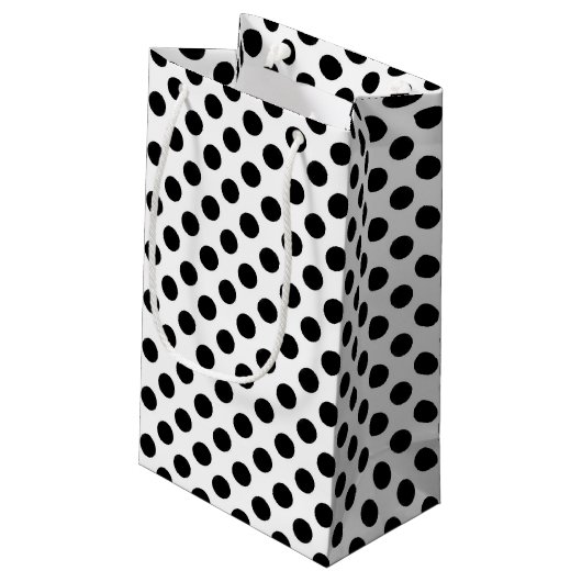 Petit Sac Cadeau pois noirs en blanc (Dos Angle)