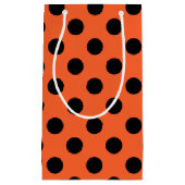 Petit Sac Cadeau pois noirs en orange (Devant)