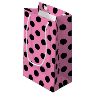 Petit Sac Cadeau Pois noirs en rose