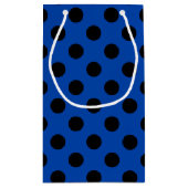 Petit Sac Cadeau Pois noirs sur bleu royal (Dos)